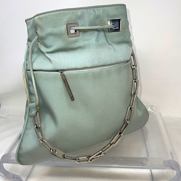 Gucci Ballistic Nylon & Leather Seafoam Drawstring Shoulder Bag - Picture 3 of 16